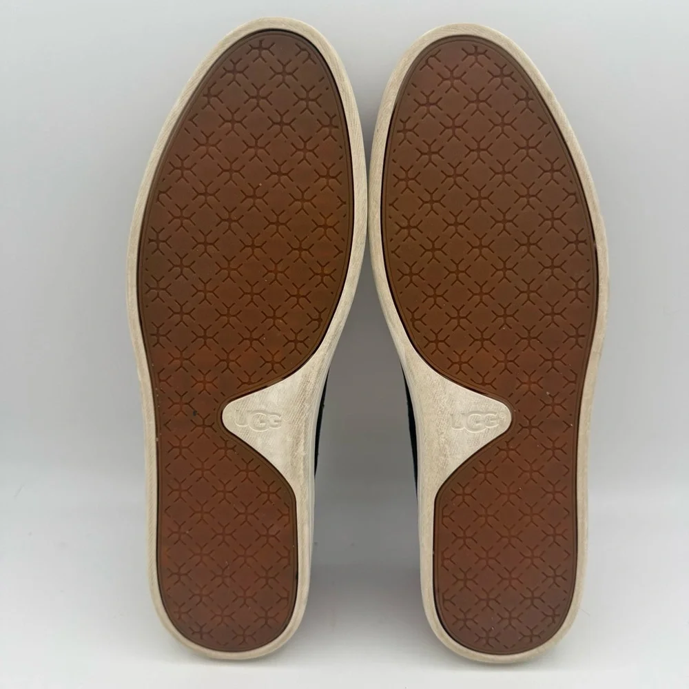Women’s UGG Black Tan Suede Leather Adley Slip-On Loafer Casual Sneakers Size 10
